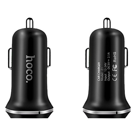 Hoco Z1 Double Porter Black Car Charger 1Pcs