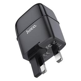 Hoco C77B Highway Dual Port Charger Set for iPhone, Black, 1 pc
