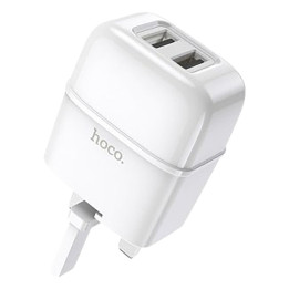 Hoco C77B Highway Dual Port Charger Set for iPhone, White, 1 pc