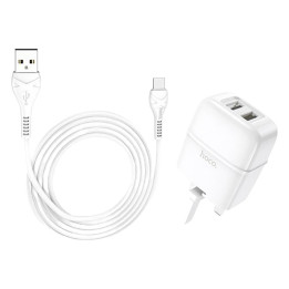 Hoco C77B Highway Dual Port Charger Set for Type-C, White, 1 pc