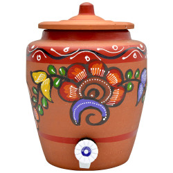 Mitticool No. 6.5L Clay Red Water Pot With Painting 1Pcs