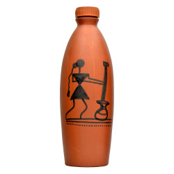 Mitticool #1.1L Warli Clay Water Bottle 1Pcs