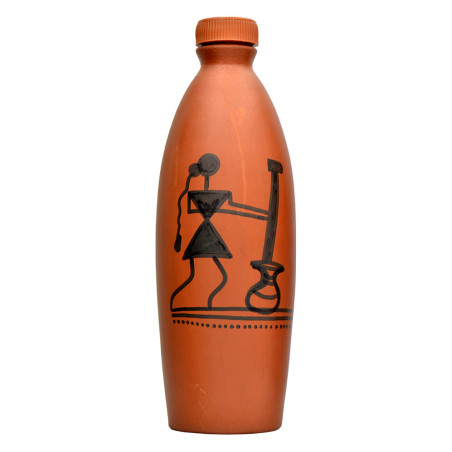 Mitticool #1.1L Warli Clay Water Bottle 1Pcs