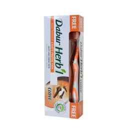Dabur Herbal Cavity Protection Clove Toothpaste with Free Brush, 150 g