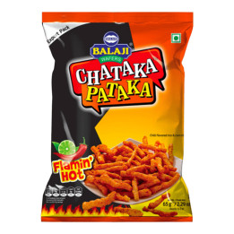 Balaji Chataka Pataka Flamin' Hot Rice and Corn Sticks, 65 g