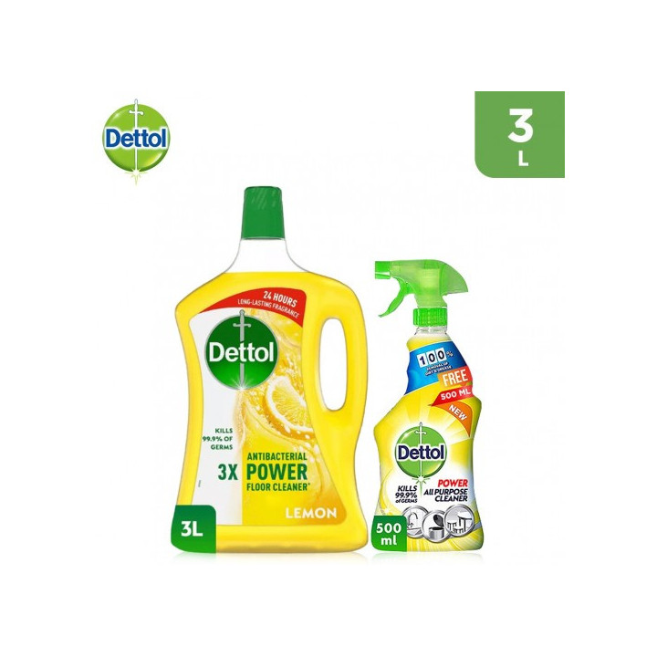 Dettol Lemon Floor Cleaner Combo, 3 L + 500 ml, 1 pc