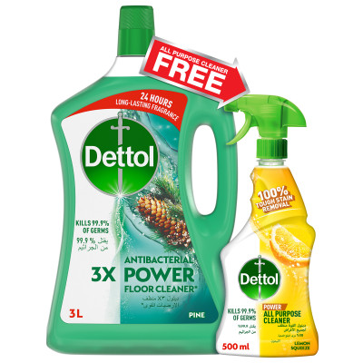 Dettol (3Lx2) Pine + 500ml Lemon Combo Floor Cleaner 1pc