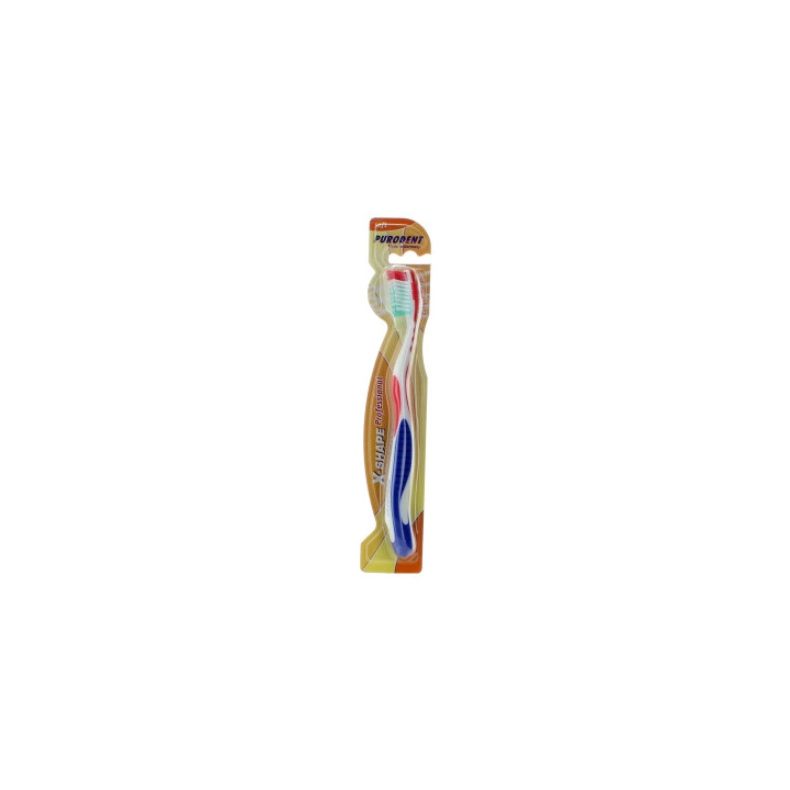 Purodent X-Shape Soft Toothbrush with Tongue Cleaner, 1 pc