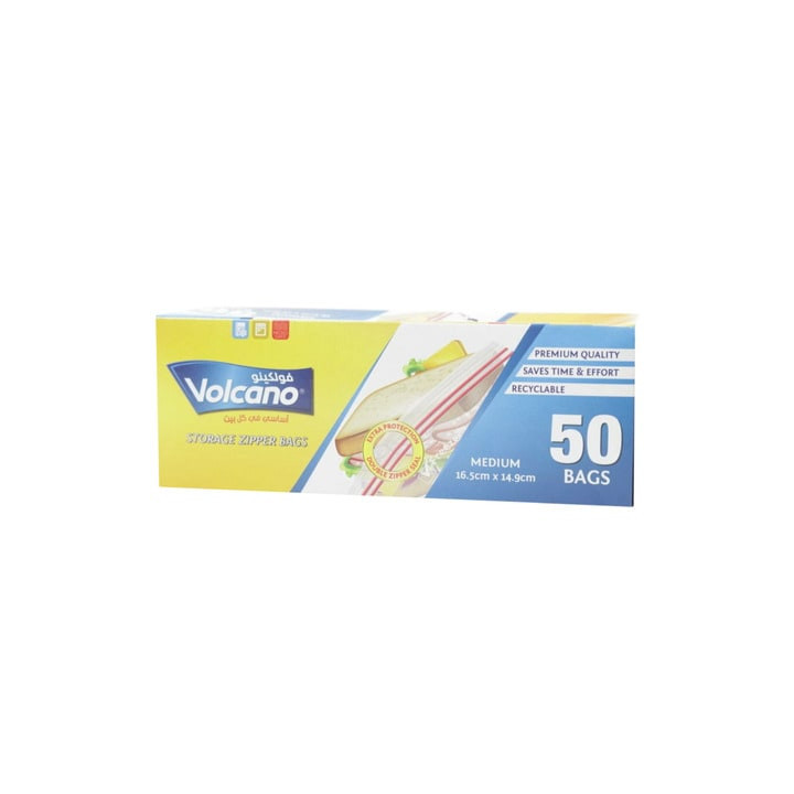 Volcano Medium Storage Zip Lock Bags, 50 bags