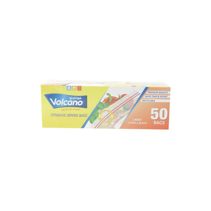 Volcano Large Storage Zip Lock Bags, 50 bags