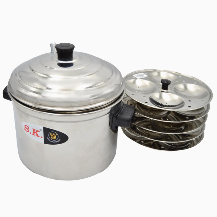 Burhan Stainless Steel Idli Cooker, 5 Plates, 1 pc