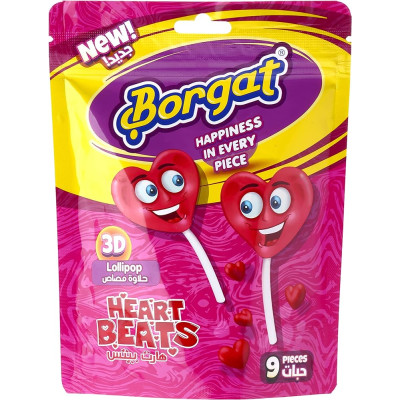 Borgat Candy Heart 9Pcs Lollipop 14Gms