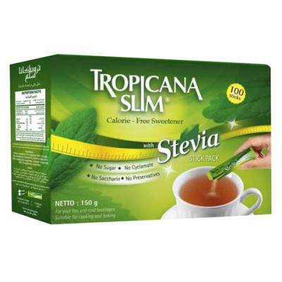 Tropicana Slim 100 Sticks Sweetener Zero Calorie W.Stevia 150Gms