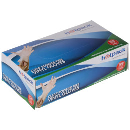 Hotpack Vinyl Gloves, Clear, Large, 100 pcs
