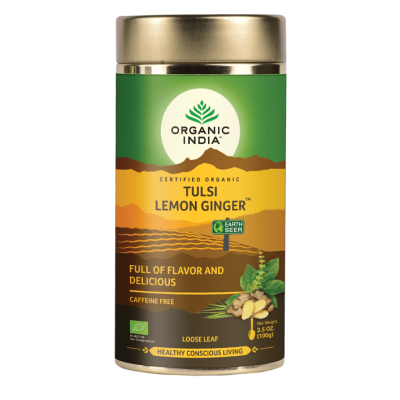 Organic India Lemon Ginger Organic Tulsi Tea 100Gm
