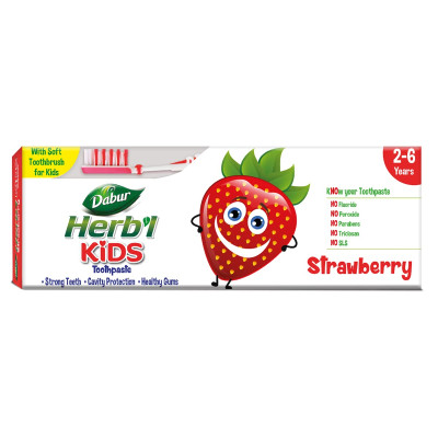 Dabur Herbl 2-6 Years Strawberry Kids Toothpaste With Brush 50Gm