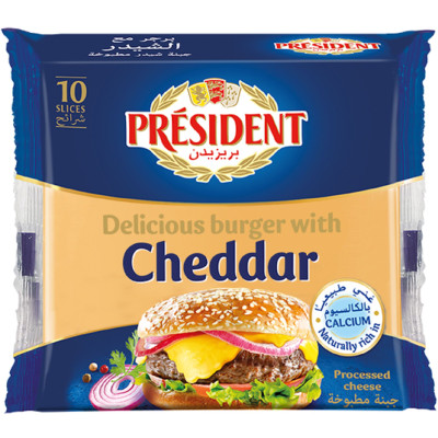 President 10 Slices Cheddar Cheese 200Gms