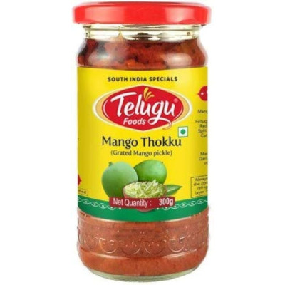 Telugu Foods Grated Mango Pickle With Garlic 300Gms