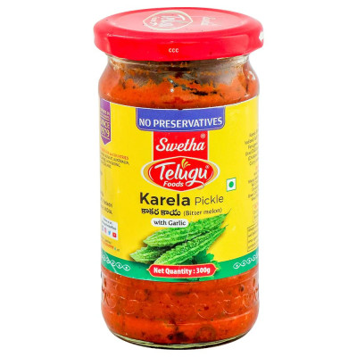 Telugu Foods Karela Pickle With Garlic 300Gms