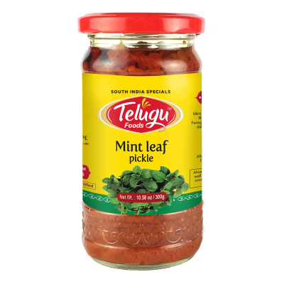 Telugu Foods Mint Leaf Pickle With Garlic 300Gms