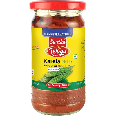Telugu Foods Karela Pickle With O Garlic 300Gms