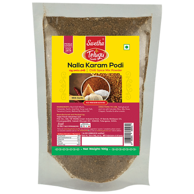 Telugu Foods Red Chilly Spice Mix With O Garlic 100Gms