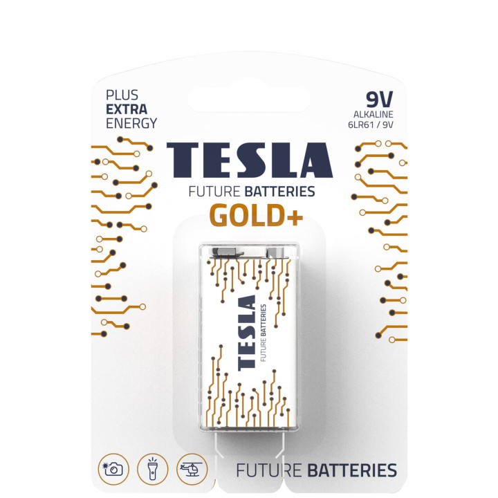 Tesla Gold 9V Battery No. 6LR61, 1 pc