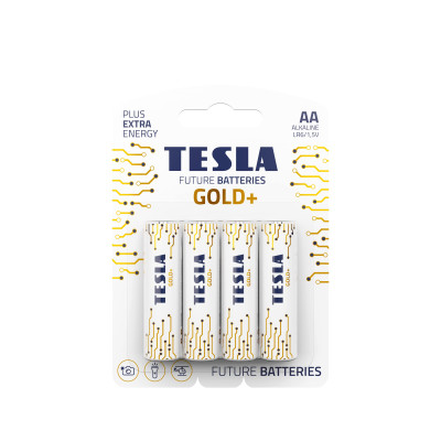 Tesla Aa Gold+ Lr6 1.5V Batteries 4Pc