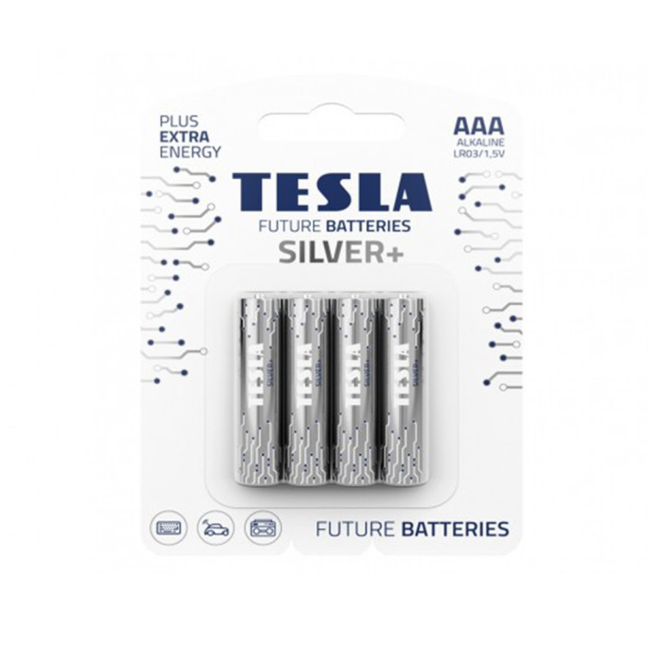 Tesla Silver+ AAA Batteries No. LR03, 4 pcs