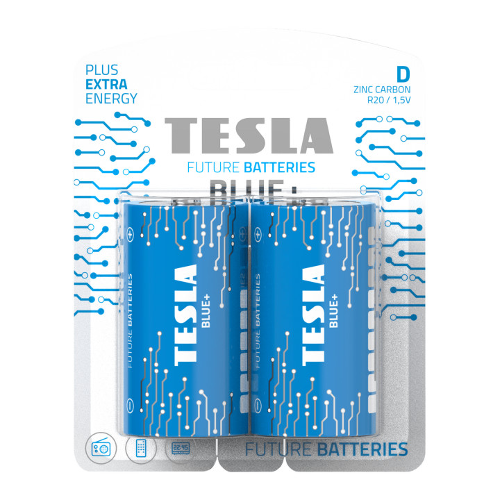 Tesla Blue+ D Batteries No. R20, 2 pcs