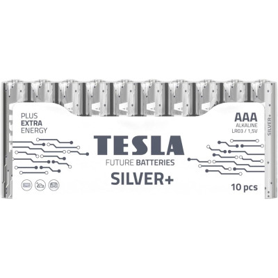 Tesla Aaa Silver+ Lro3 1.5V Batteries 10Pc