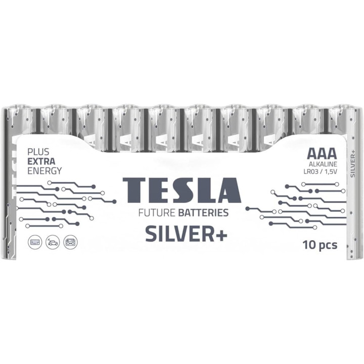 Tesla Silver+ AAA 1.5V Batteries No. LR03, 10 pcs