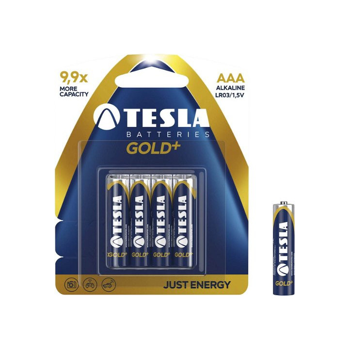 Tesla Gold+ AAA Batteries No. LR03, 4 pcs
