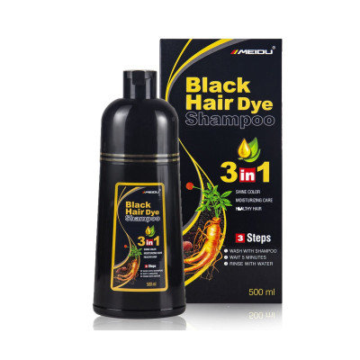 Meidu 3In1 Ginseng Black Hair Dye Shampoo 500Ml