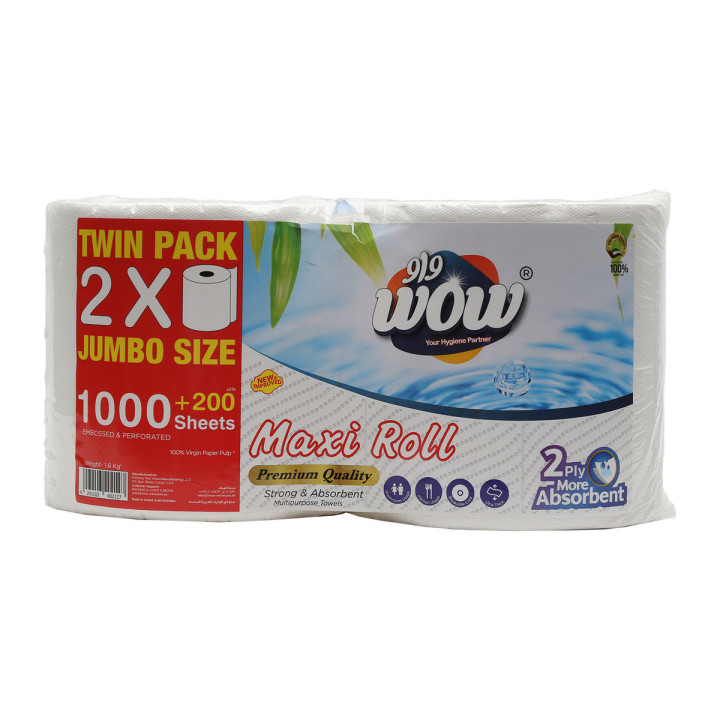 Wow 2-Ply Maxi Roll, 600 Sheets, 1 pc