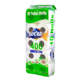 Wow 2-Ply Soft Toilet Roll, 400 Sheets, 10 pcs