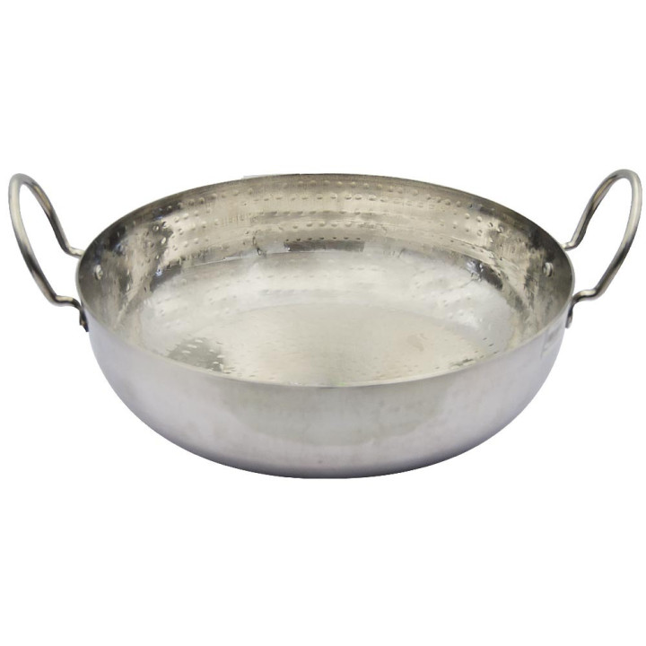 Burhan Hammered Stainless Steel Kadai No. 18, 1 pc