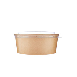 Hot Pack Kraft Paper Bowl with Lid, 20 oz, 5 pcs