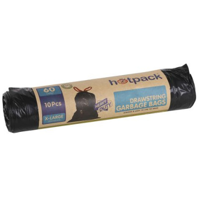 Hot Pack HD Drawstring Garbage Bag Roll 90x110 cm – 10 Pack