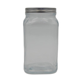 Sd007 1400Ml Glass Sqr Canister Jar With Metal Lid 1Pcs