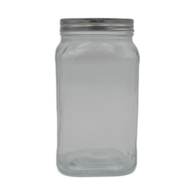 Sd007 1400Ml Glass Sqr Canister Jar With Metal Lid 1Pcs