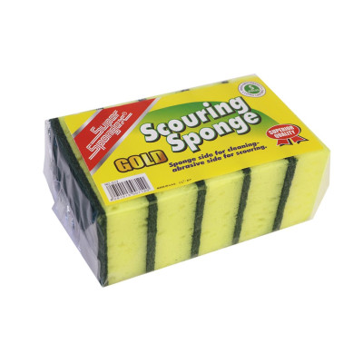 Provid No. G12 5Pc Gold Scouring Sponge 1Pkt