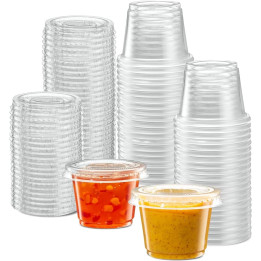 Foodex Clear Sauce Cups with Lid, 1 oz, 100 pcs