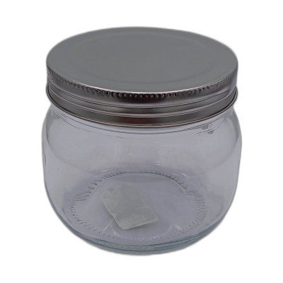 وعاء زجاجي بسعة 460 مل مع غطاء معدني 1 قطعة