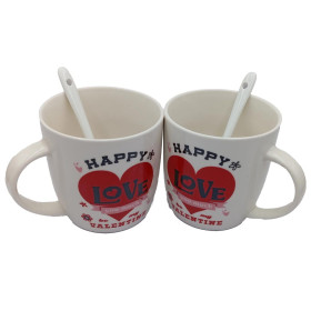 مجموعة فنجان قهوة سييراميك غارادي مع غطاء ومعلقة