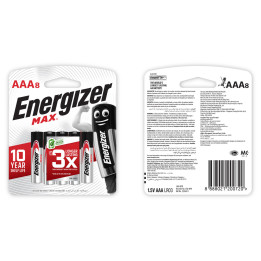 Energizer Max AAA 1.5V Battery No. LR03, 8 pcs