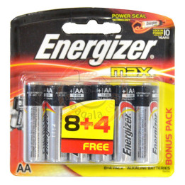 Energizer Max AA 1.5V Battery No. LR6, 12 pcs