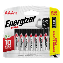 Energizer Max AAA 1.5V Battery No. LR03, 12 pcs