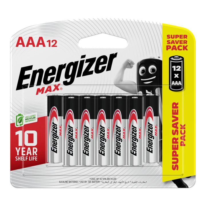 Energizer Max AAA 1.5V Battery No. LR03, 12 pcs