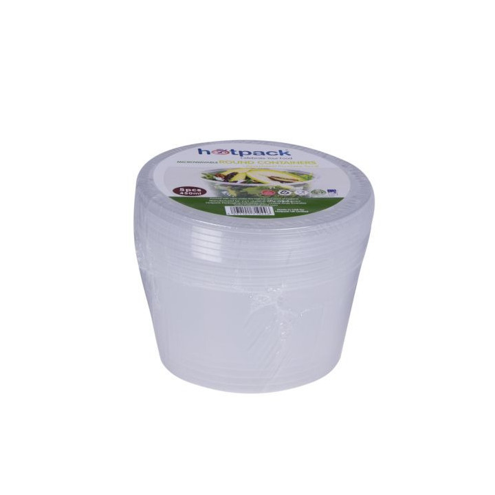 Hotpack Round Microwave Container, 450 ml, 5 pcs